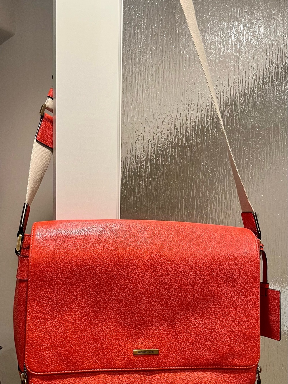 Michael Kors Burnt Orange Pebbled Leather Crossbody/ Briefcase Bag - Circa 2010